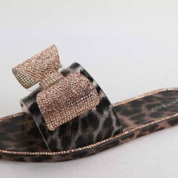 Bamboo  Women Leopard Print Bow Tie Jelly - Picture 1 of 1